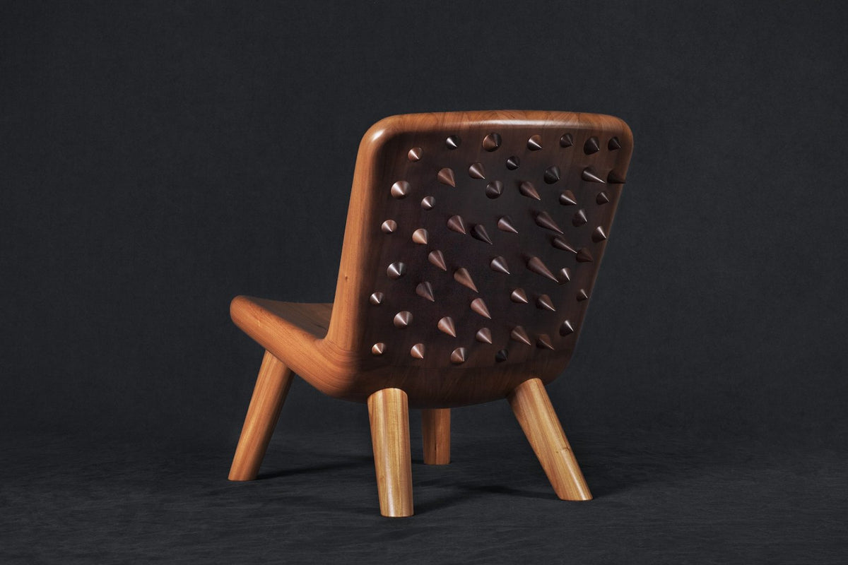 Pindá Lounge Chair rear view showing wooden spines; original reclaimed perobinha do campo design reference