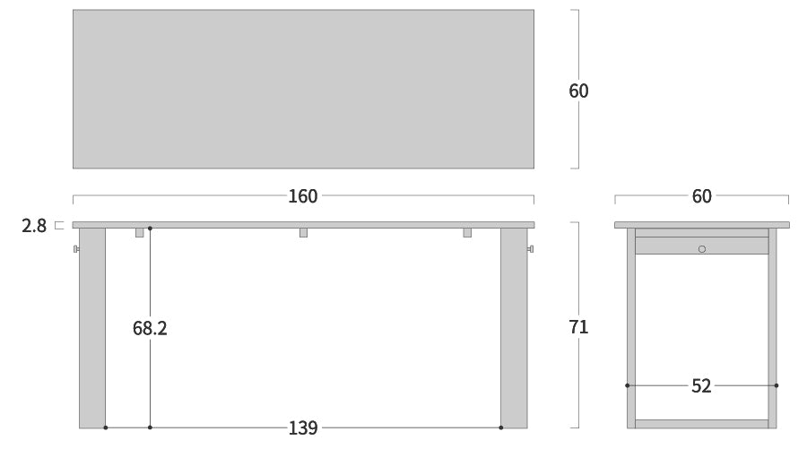 soffio Desk Double frame legs: Original dimension drawing; original design reference, not Gulmohar teak finish