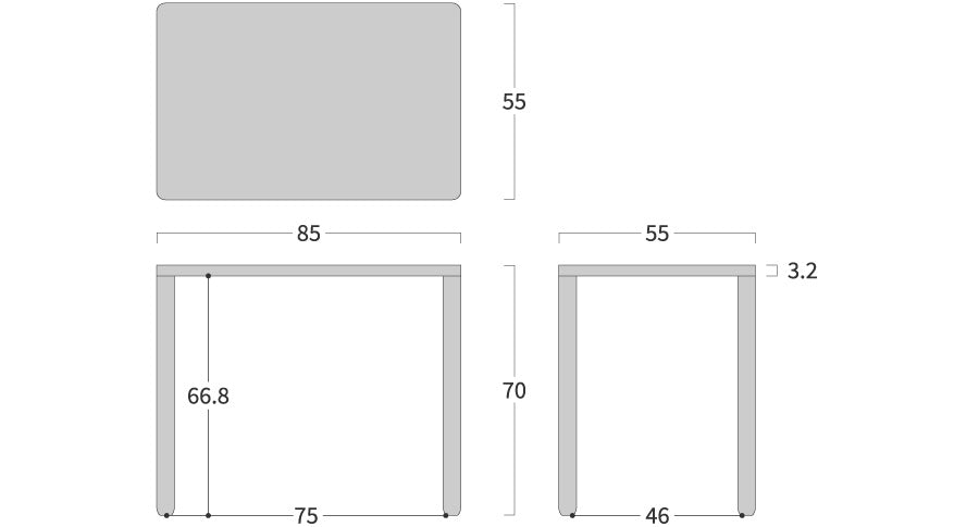 coa Desk: Original dimension drawing; original design reference, not Gulmohar teak finish