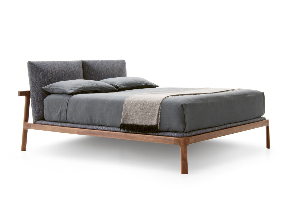 Fushimi style bed, view 2; design reference for a custom teak bed by Gulmohar Wood Works, Bangalore. Fabric shown is not final.
