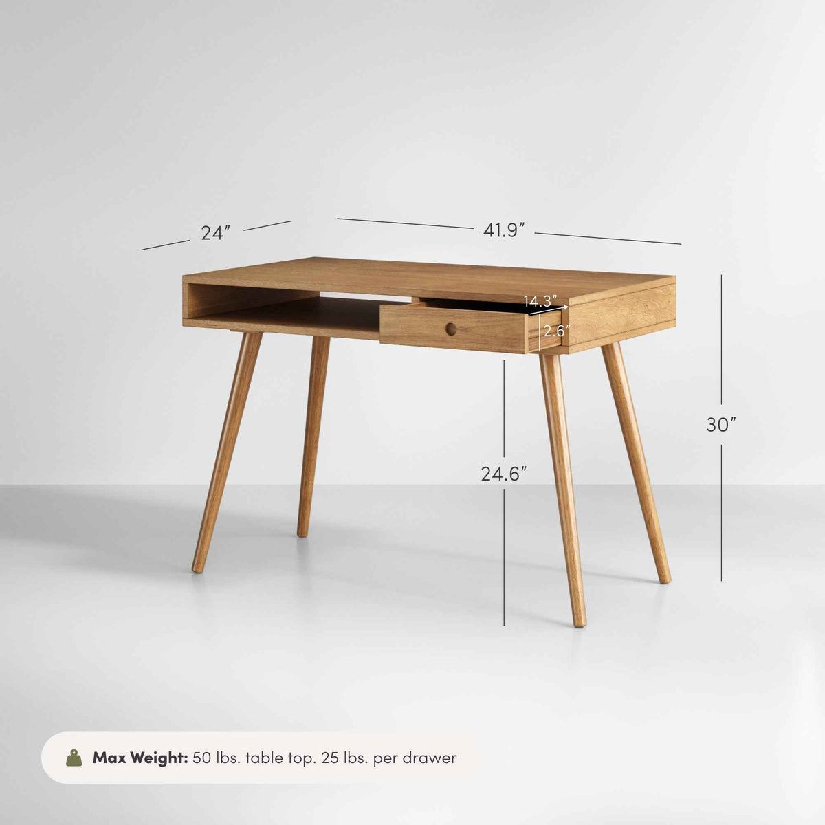 Parker Teak Writing Desk with Drawer
