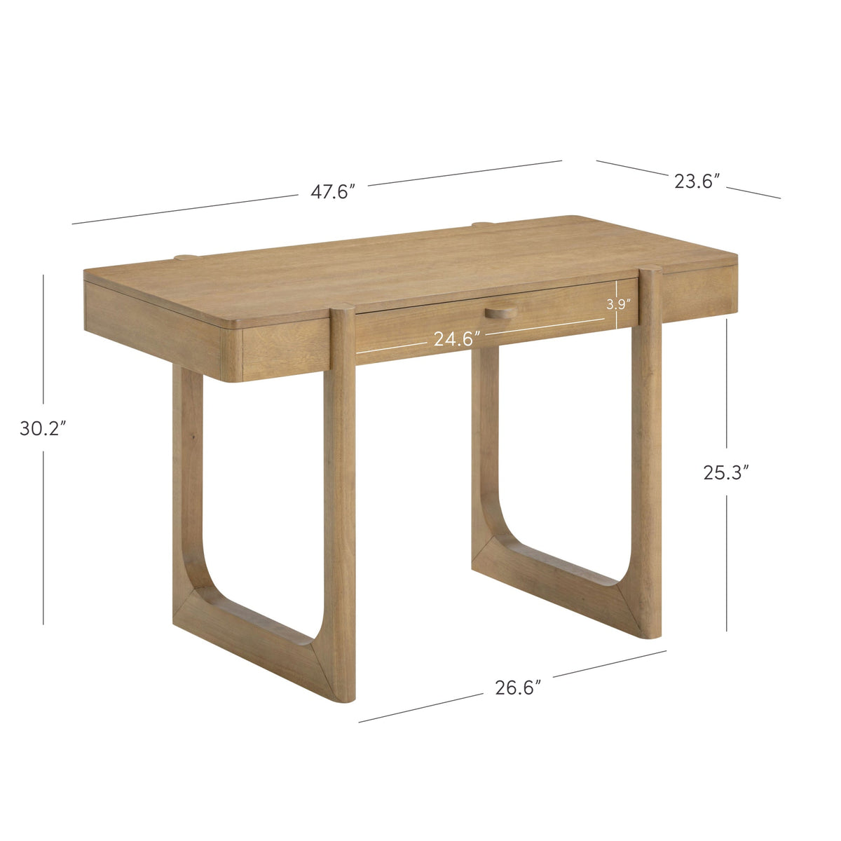 Haley dimension drawing in inches by Nathan James; custom teak study table by Gulmohar Wood Works Bangalore