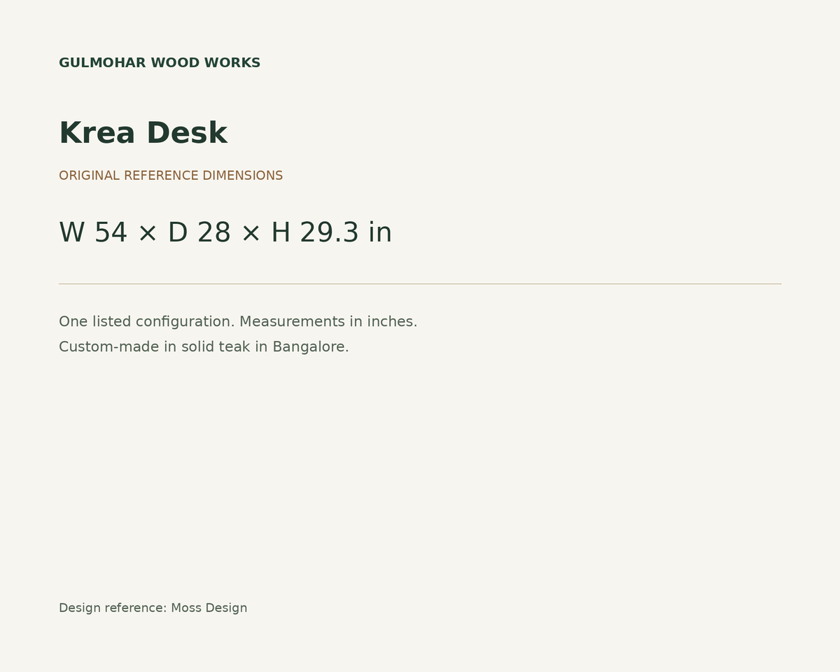 Krea Desk dimensions: W 54 × D 28 × H 29.3 in