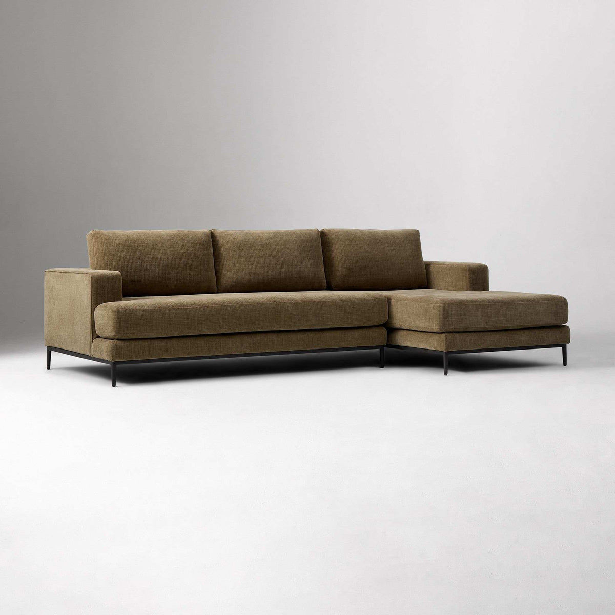 Landon Style 112-inch Chaise Sectional Sofa - reference view 3 for Gulmohar Wood Works