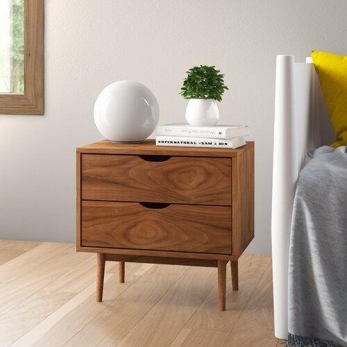 CLARK 2 Drawer Nightstand - GULMOHAR WOOD WORKS - Made in Bangalore