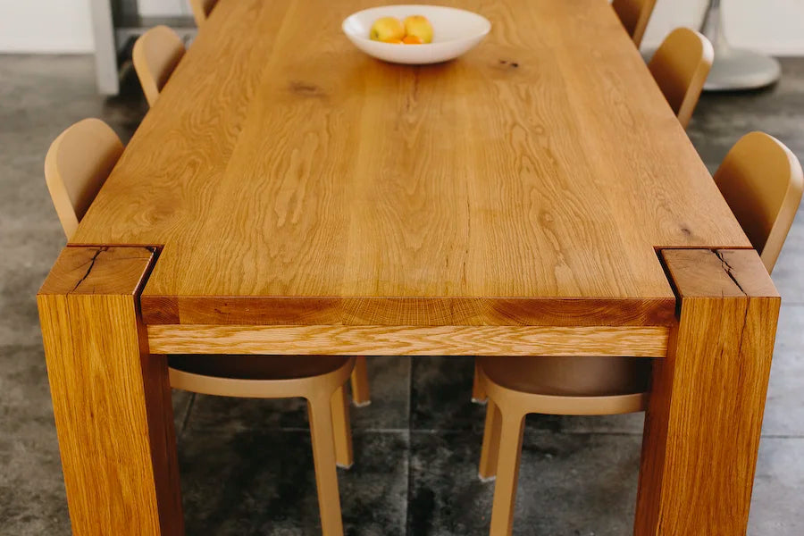 Riffel Dining Table — alternate view; original Kendrick Anderson design reference, not a Gulmohar teak product photograph