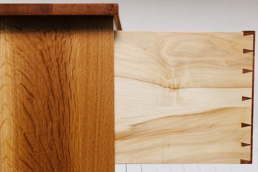 McLaughlin Chest — construction detail; original Kendrick Anderson design reference, not a Gulmohar teak product photograph