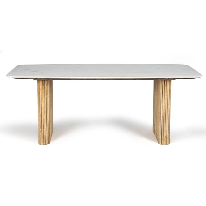 Marble Dining Table SIX Seater for Living Room with Real Marble TOP | CUSTOMISATION Available in Colour Finish | Made ON Order