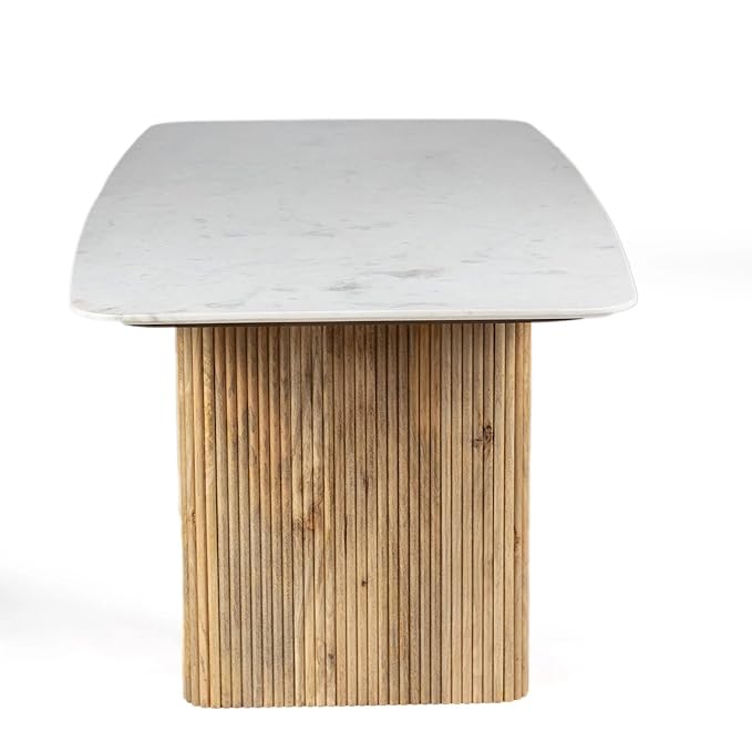 Marble Dining Table SIX Seater for Living Room with Real Marble TOP | CUSTOMISATION Available in Colour Finish | Made ON Order
