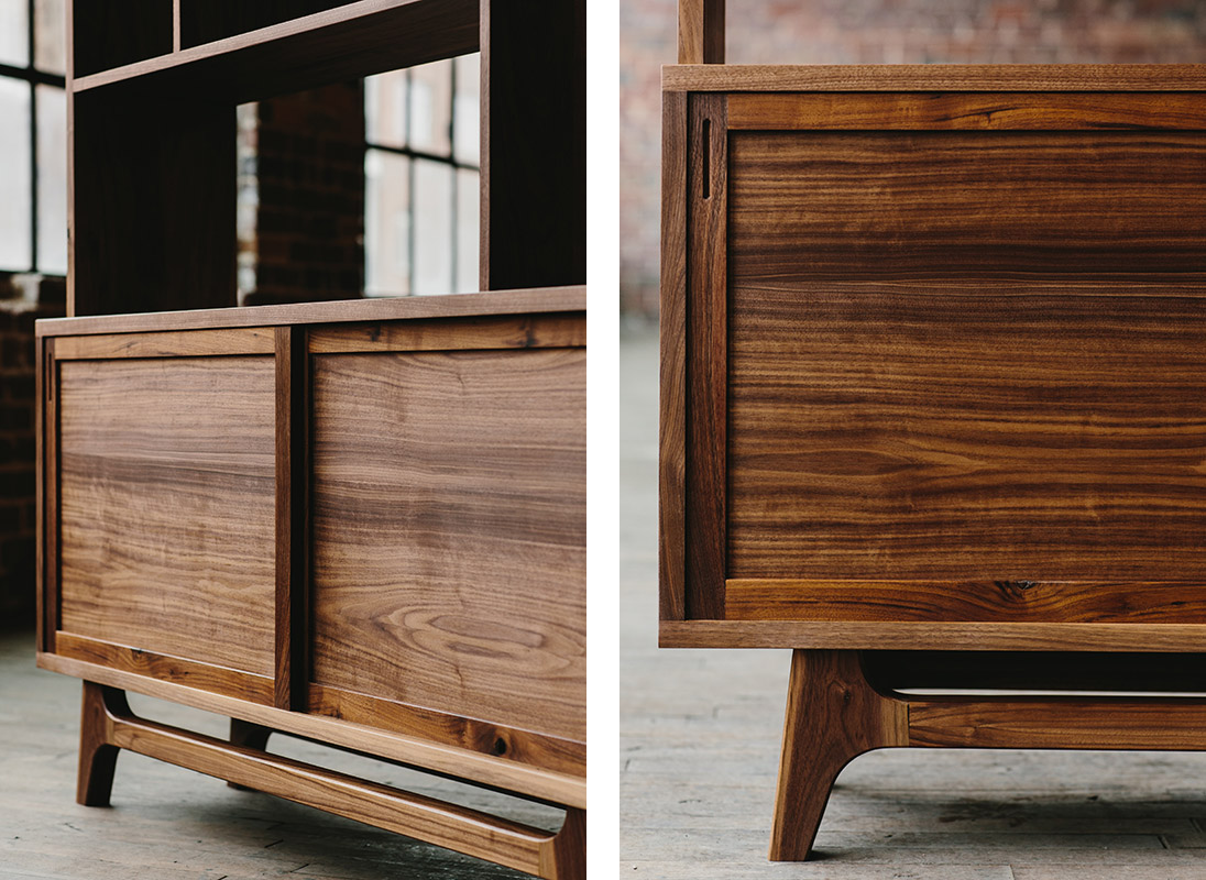 McCabe Bookcase — joinery and detail view; original Kendrick Anderson design reference, not a Gulmohar teak product photograph