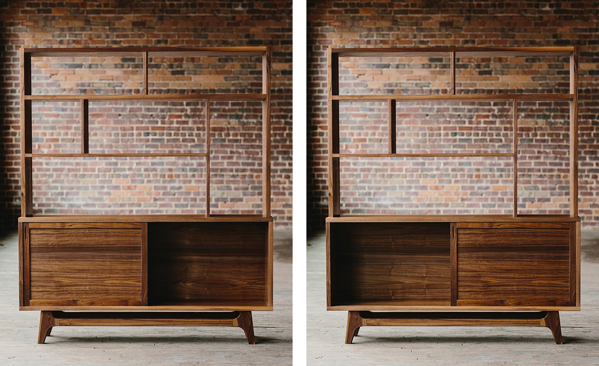 McCabe Bookcase — alternate view; original Kendrick Anderson design reference, not a Gulmohar teak product photograph