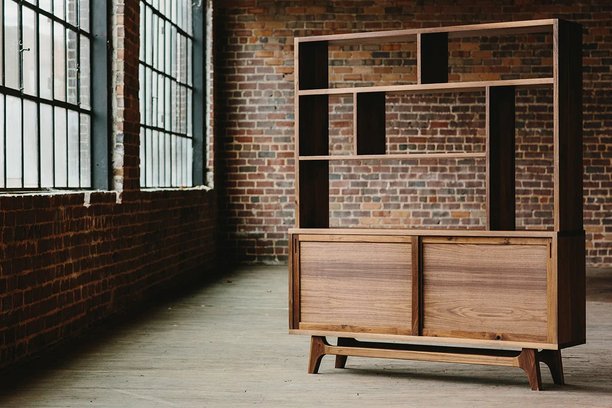 McCabe Bookcase — overall view; original Kendrick Anderson design reference, not a Gulmohar teak product photograph