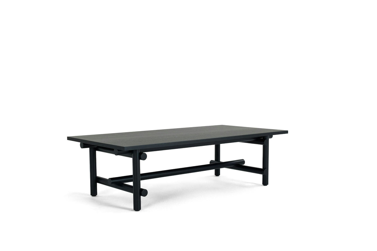 Muecke coffee table three-quarter view in ebonized ash; original Knoll design reference