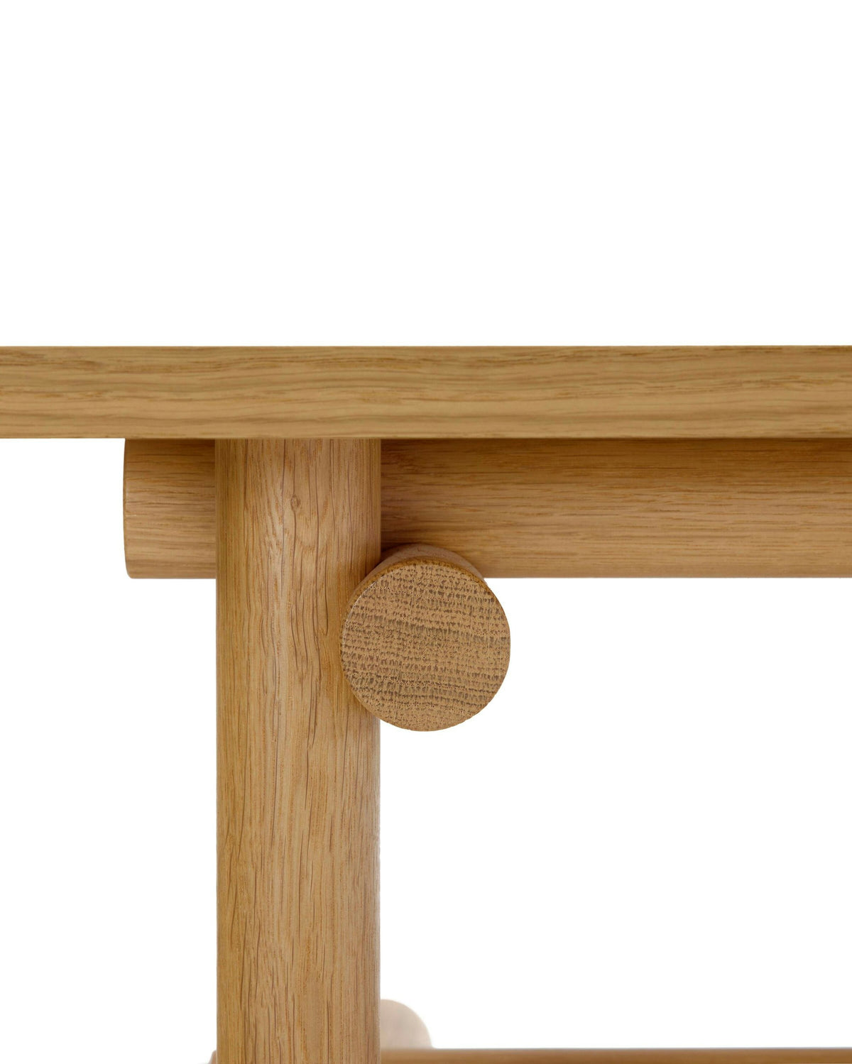 Muecke side table frame detail in white oak; original Knoll design reference