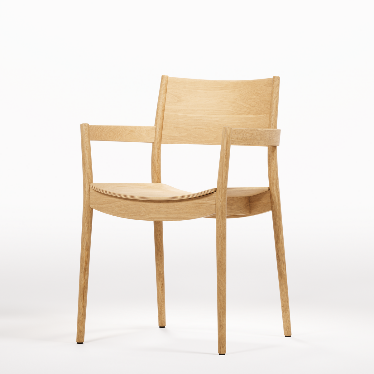 Vio by Christian Haas for Wewood, three-quarter view in original oak finish; design reference, not Gulmohar teak photography