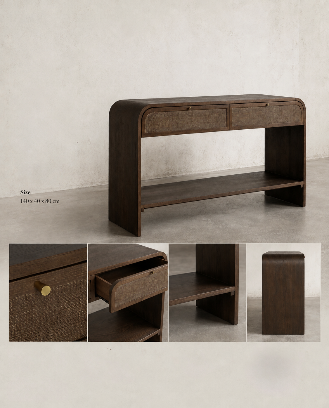 CL01 console design reference, alternate view with drawer and side details