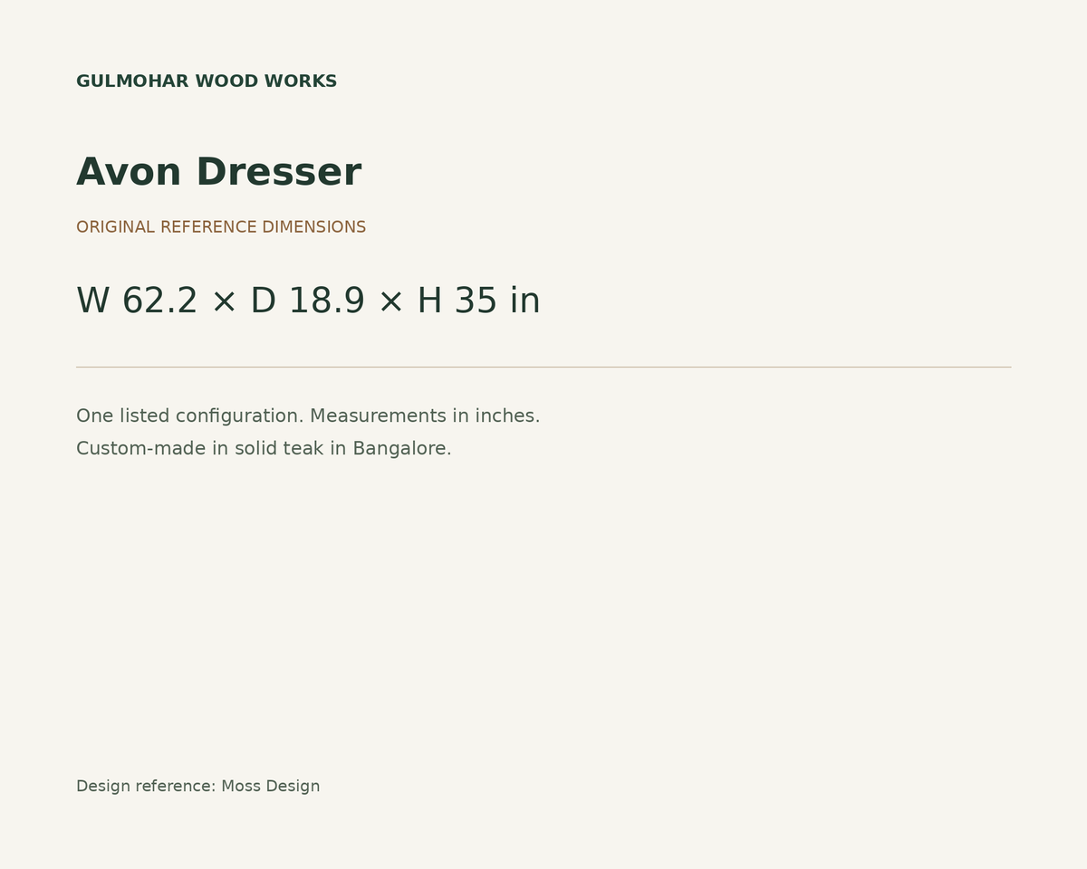 Avon Dresser dimensions: W 62.2 × D 18.9 × H 35 in