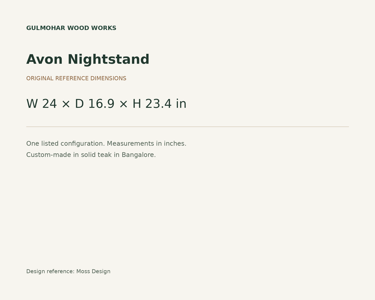 Avon Nightstand dimensions: W 24 × D 16.9 × H 23.4 in