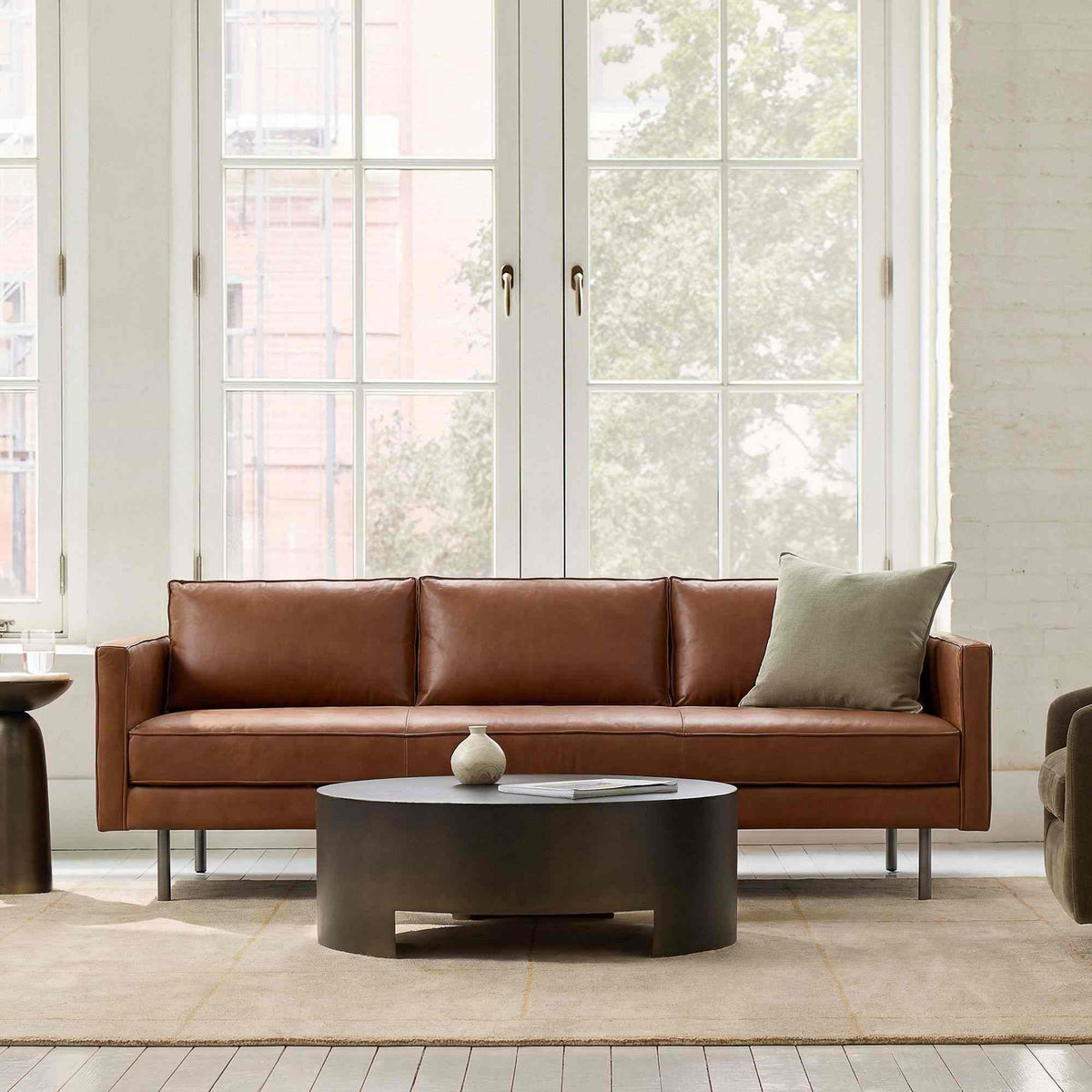 Axel Style 89-inch Leather Sofa - design reference for Gulmohar Wood Works