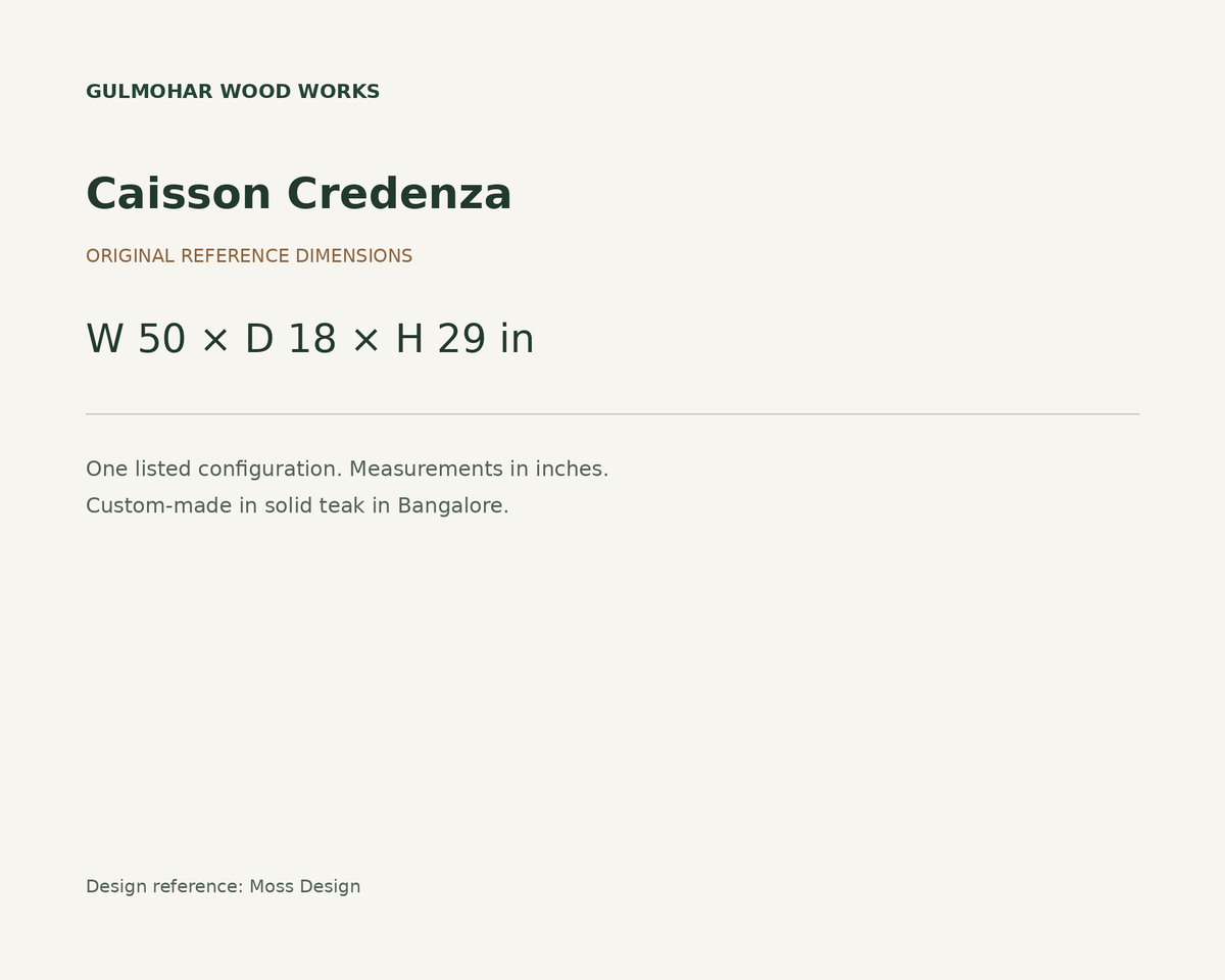 Caisson Credenza dimensions: W 50 × D 18 × H 29 in