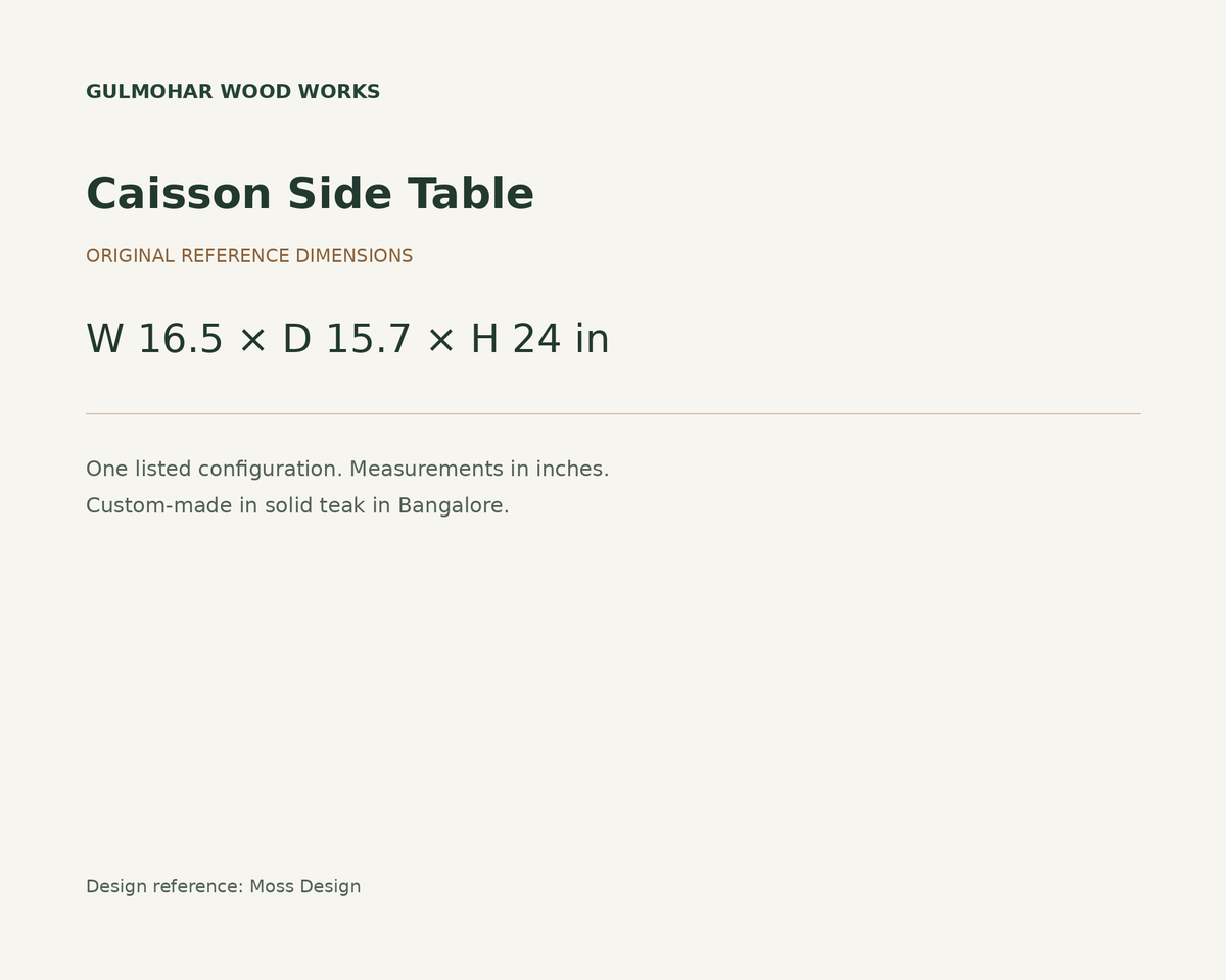 Caisson Side Table dimensions: W 16.5 × D 15.7 × H 24 in