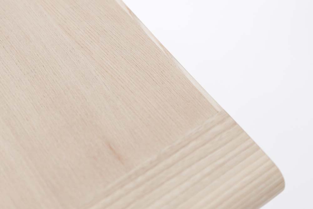 Castor Aralia furniture Desk02: Tabletop corner; original design reference, not Gulmohar teak finish
