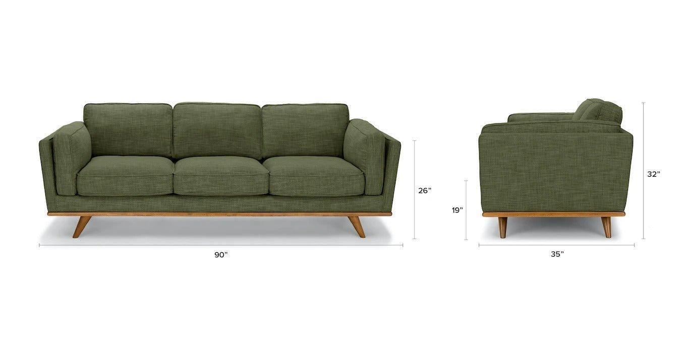 Timber 90" Sofa - Olio Green - GULMOHAR WOOD WORKS - Made in Bangalore