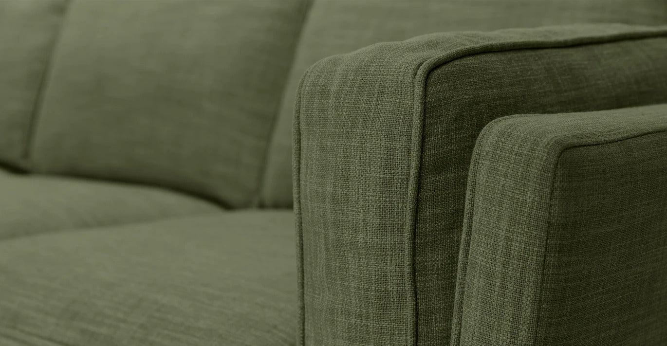 Timber 90" Sofa - Olio Green - GULMOHAR WOOD WORKS - Made in Bangalore