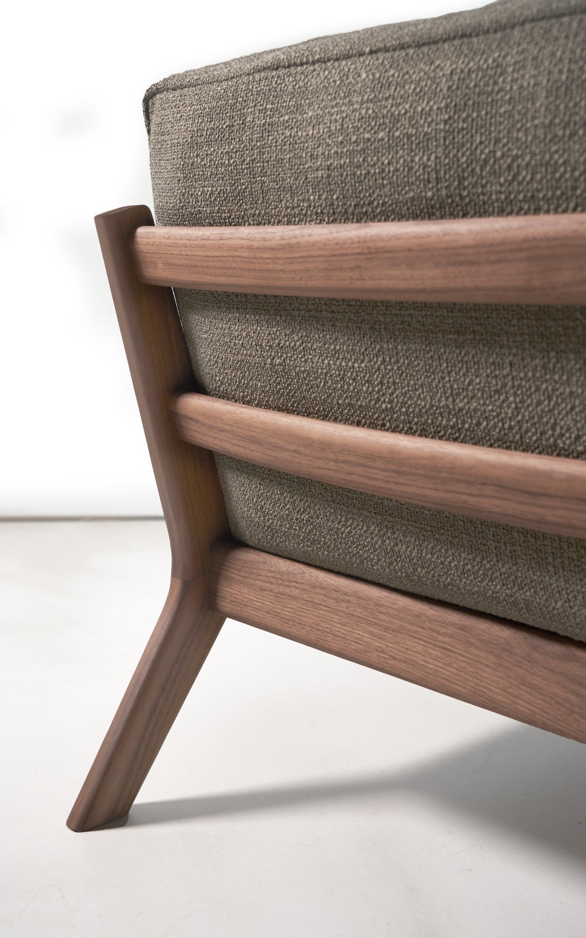 SOVA chaise longue rear wooden rails and fabric back cushion; original more design reference