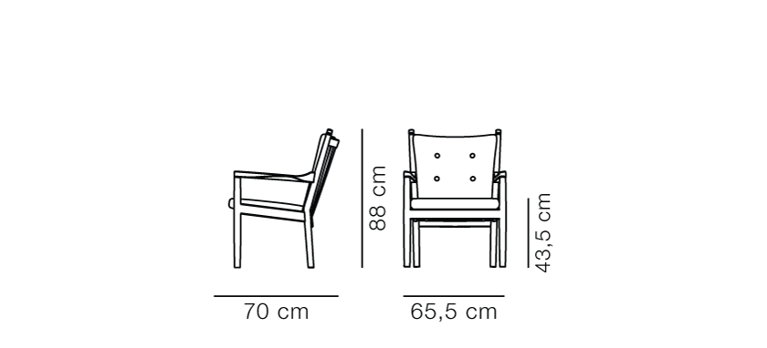 1788 Easy chair: original dimensional drawing. Inch measurements are provided in the variant and specifications.