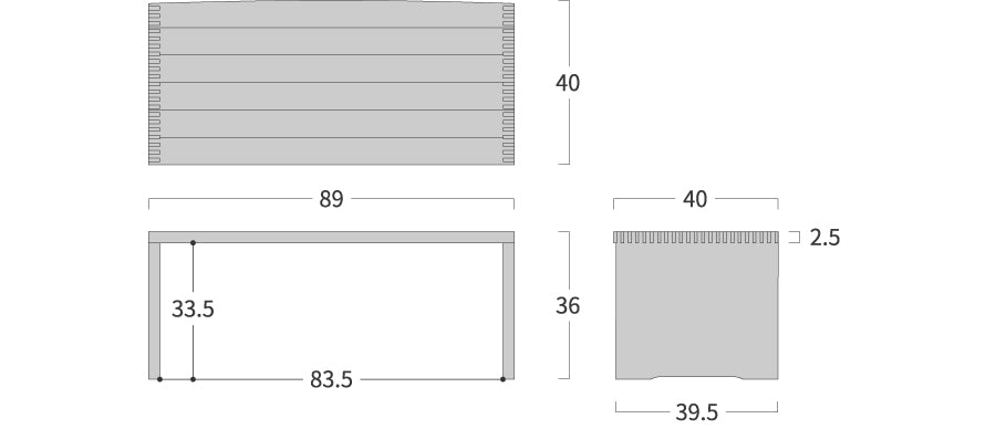 Hida Takumi Studio Low Writing Desk: Original dimension drawing; original design reference, not Gulmohar teak finish
