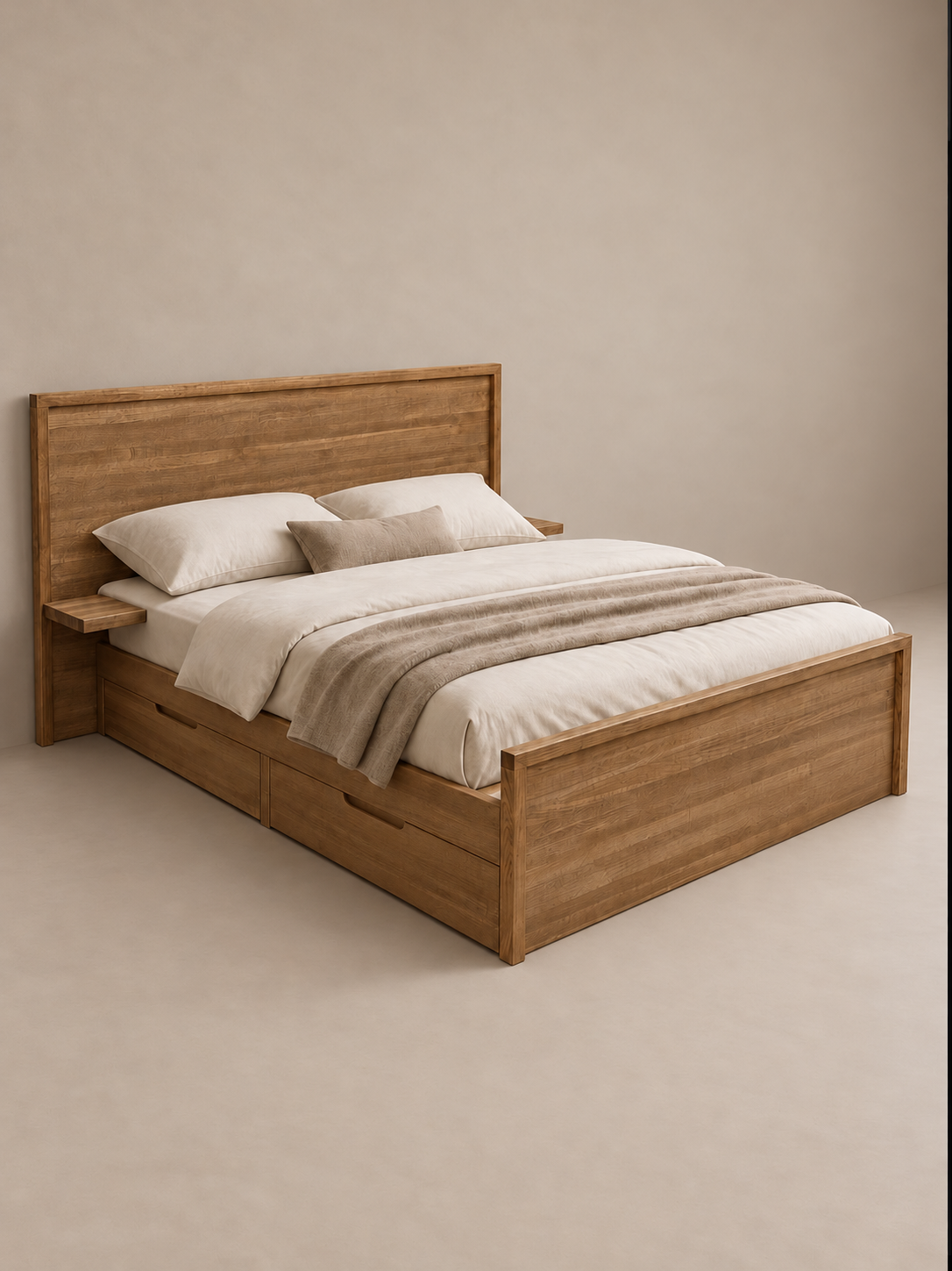 B20 bed reference front view for custom teak furniture made in Bangalore