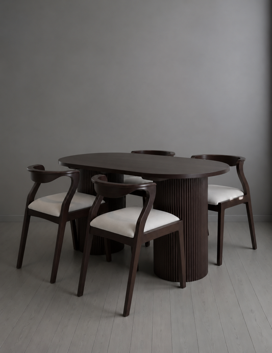 Four Seater Dining Set teak design reference, view 1, custom made furniture Bangalore