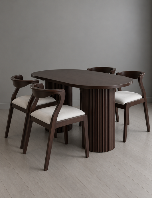 Four Seater Dining Set teak design visualization, view 2, custom made furniture Bangalore