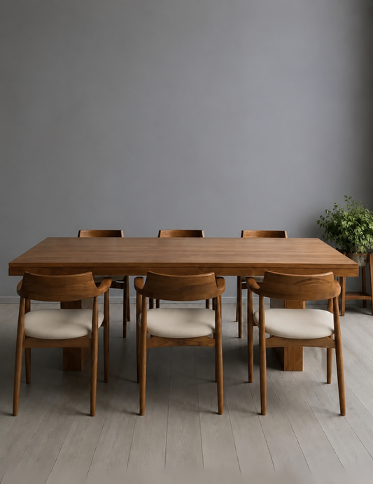 Six Seater Dining Set teak design reference, view 1, custom made furniture Bangalore