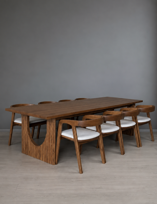 Eight Seater Dining Set teak design reference, view 1, custom made furniture Bangalore