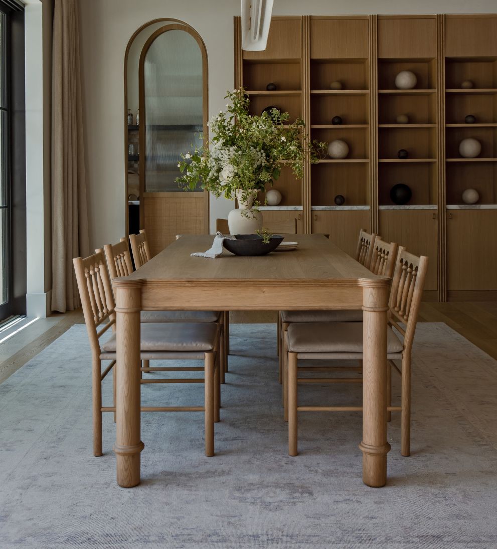 Elizabeth Natural dining table design reference, view 2; Gulmohar custom version to be made in teak