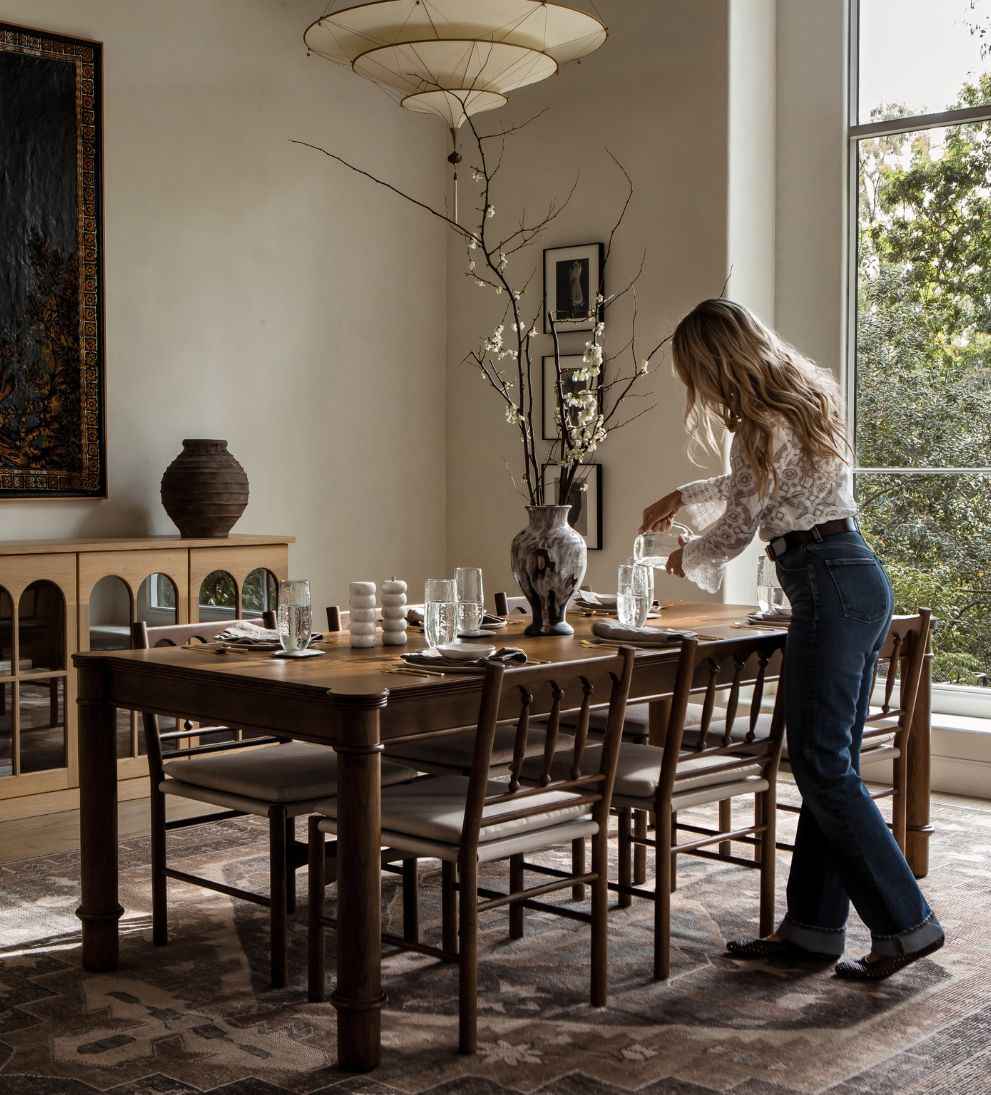 Elizabeth Nutmeg Teak Extendable Dining Table with 8 Chairs
