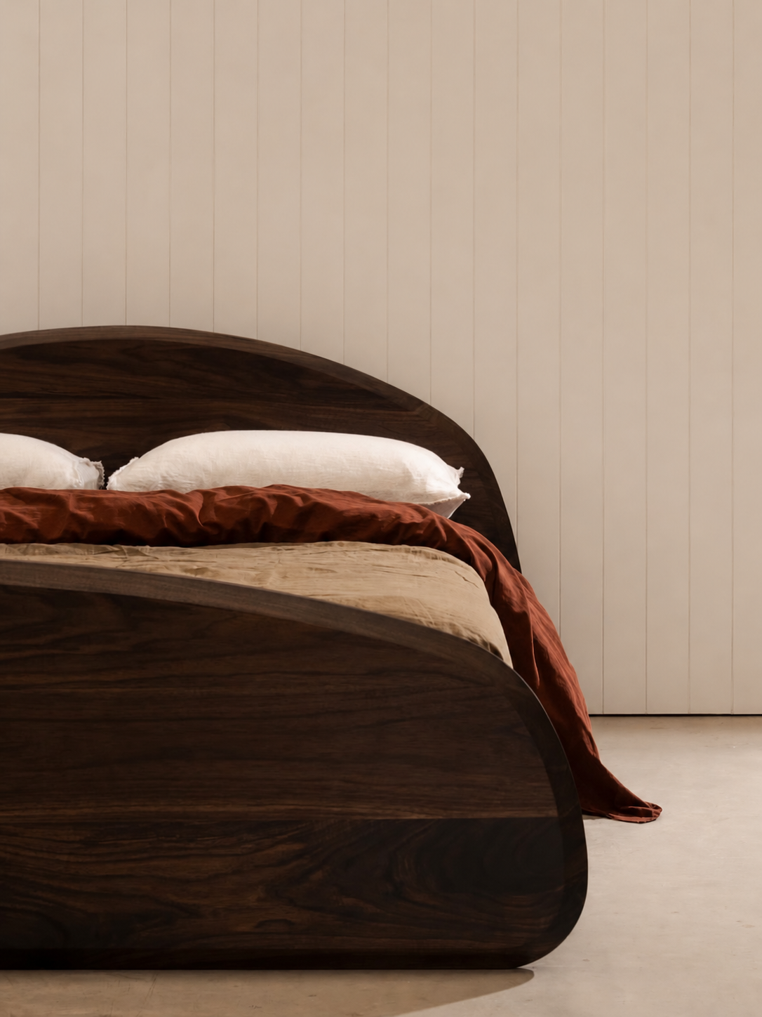 Elvin bed design reference, view 1, for custom solid teak furniture made in Bangalore