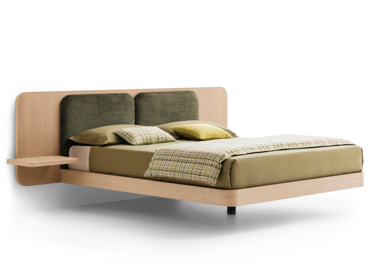 Grand Voile style bed, view 1; design reference for a custom teak bed by Gulmohar Wood Works, Bangalore. Fabric shown is not final.