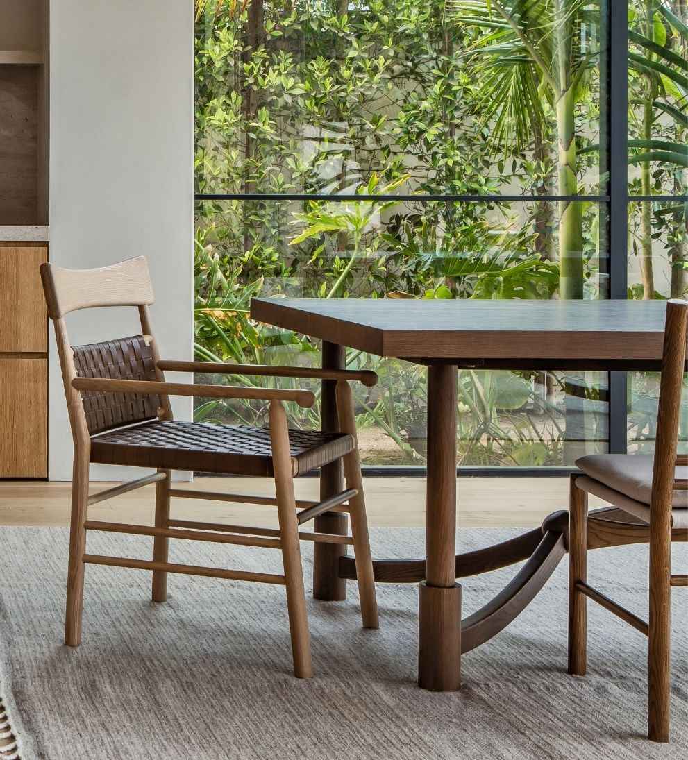 Marigold Teak Farmhouse Dining Table with 8 Chairs