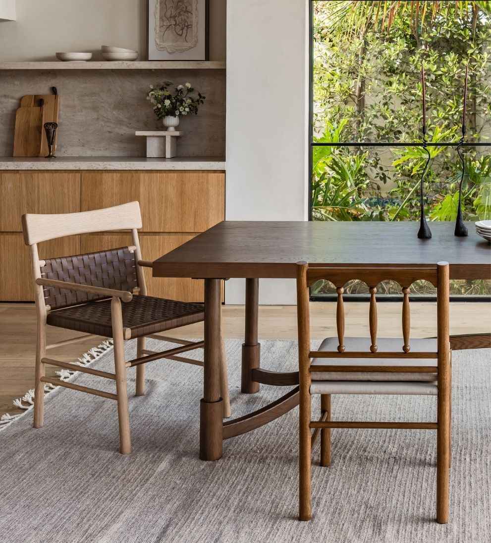 Marigold Teak Farmhouse Dining Table with 8 Chairs