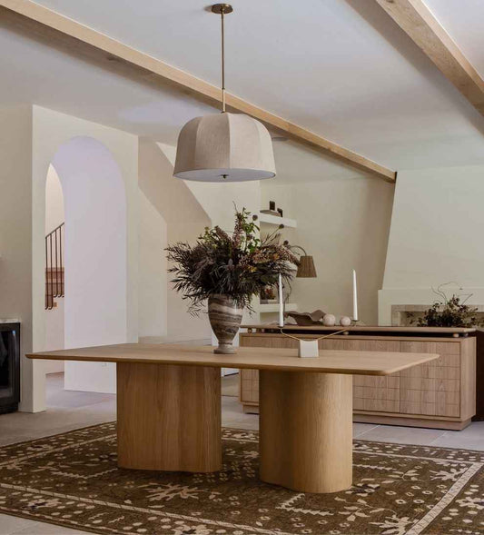 Nantes Teak Sculptural Dining Table with 8 Chairs