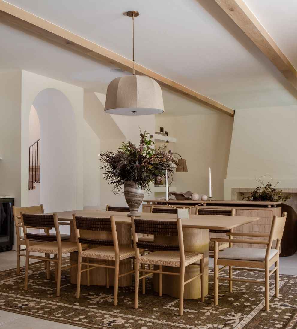 Nantes Teak Sculptural Dining Table with 8 Chairs