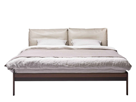 Sova Style Teak Bed with Cushioned Headboard