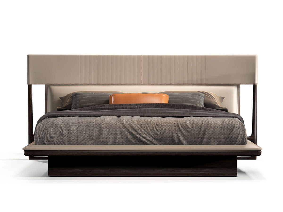 Vine style bed, view 1; design reference for a custom teak bed by Gulmohar Wood Works, Bangalore. Fabric shown is not final.