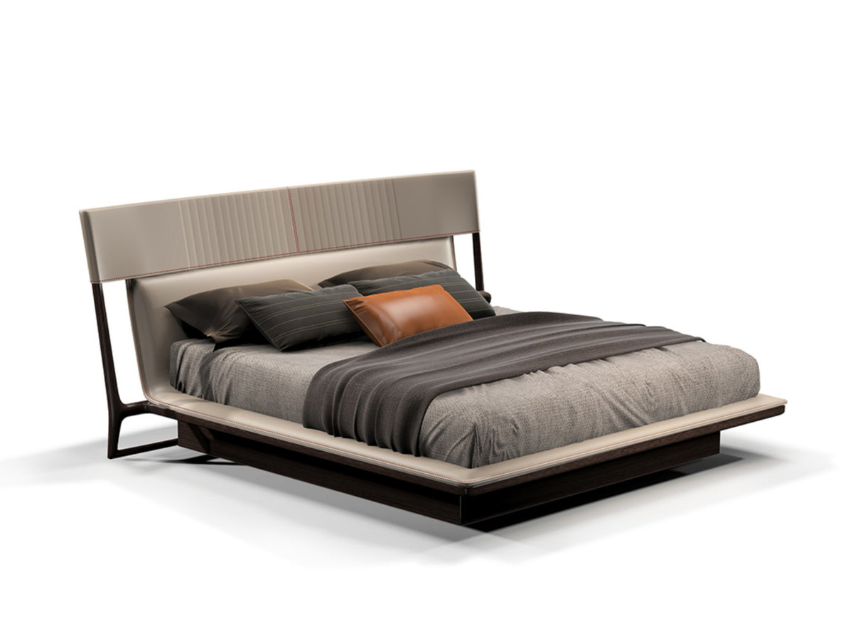 Vine style bed, view 2; design reference for a custom teak bed by Gulmohar Wood Works, Bangalore. Fabric shown is not final.