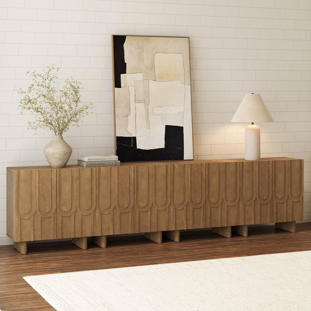 Kelly four-unit credenza design reference by Nathan James; custom teak console available from Gulmohar Wood Works Bangalore