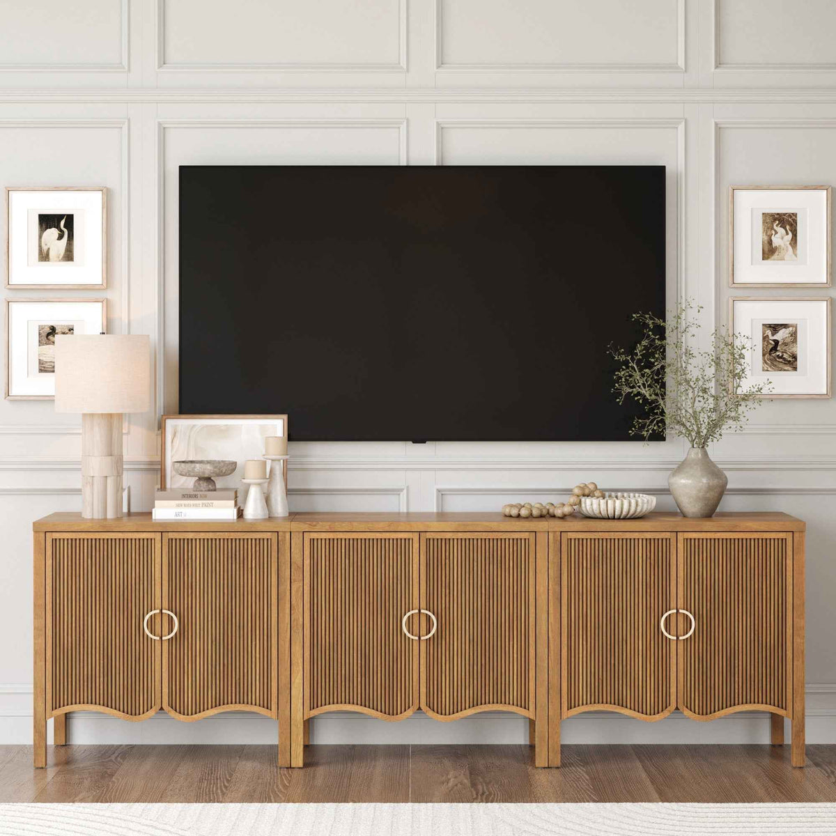 Scott Fluted Teak Console Unit – Set of 3