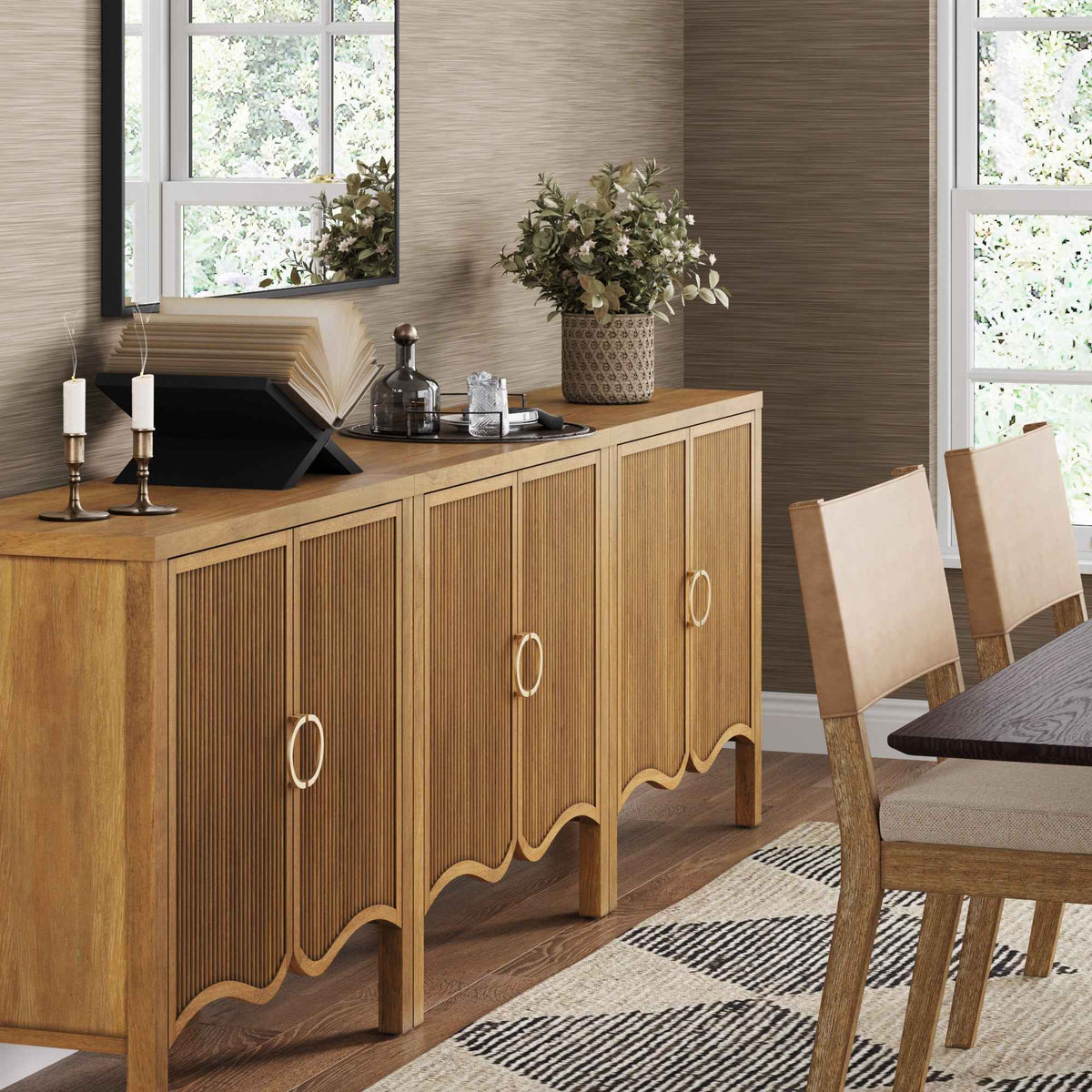 Scott Fluted Teak Console Unit – Set of 3